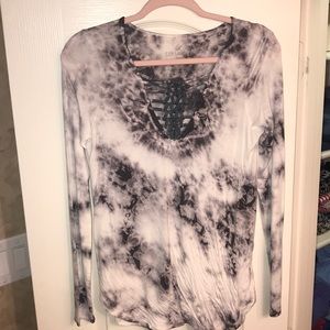 American Eagle Tye Dye Long Sleeve w front cutout